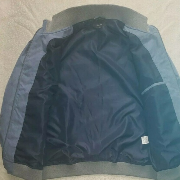 Tasso Elba Faux Suede Bomber Jacket Full Zip Up Men's Large Baby Powder Blue - Picture 9 of 13